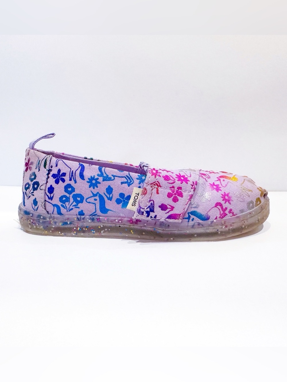 TOMS Girls Pastel Lilac Unicorn Alpargata shoes